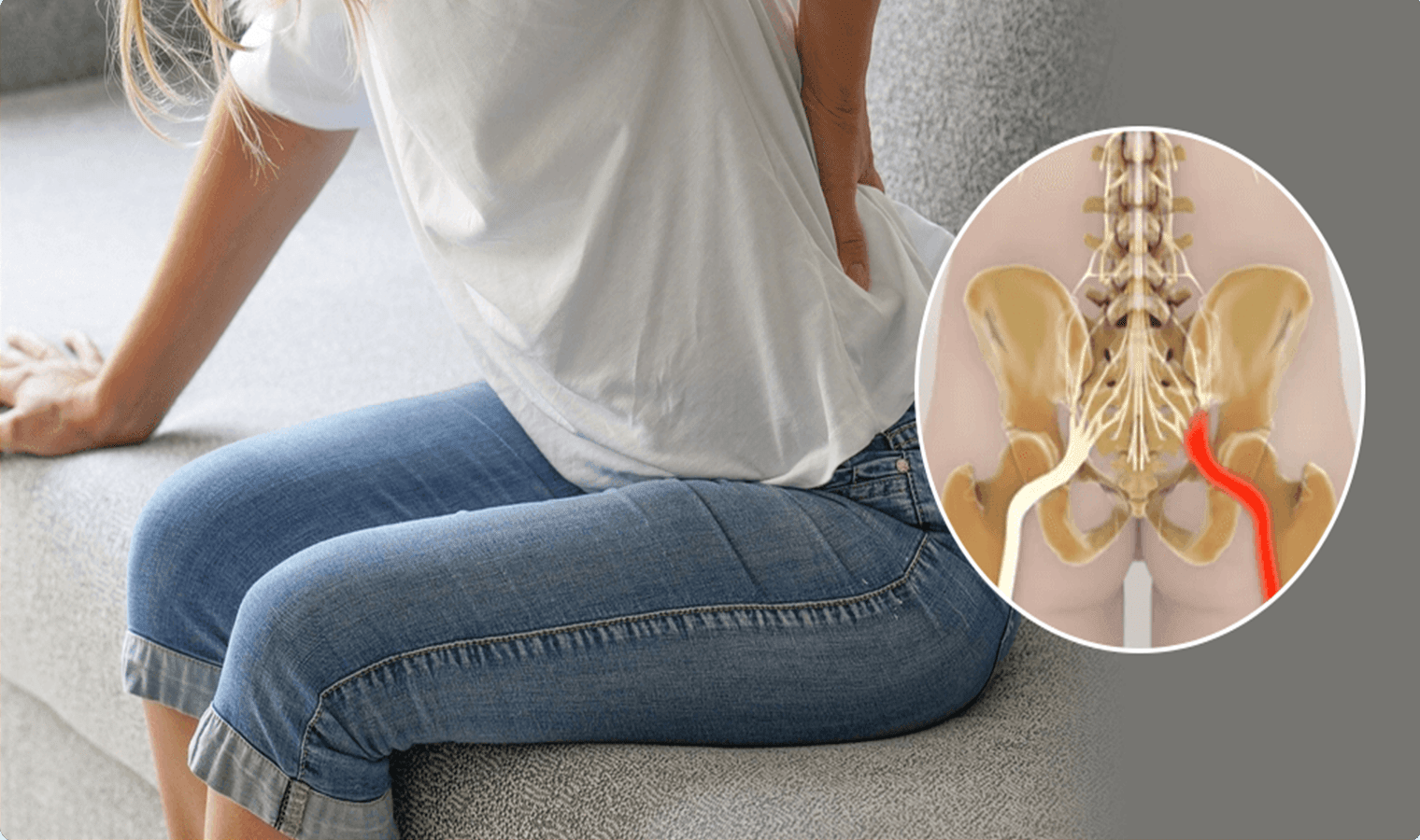 Person with sciatic nerve pain illustration